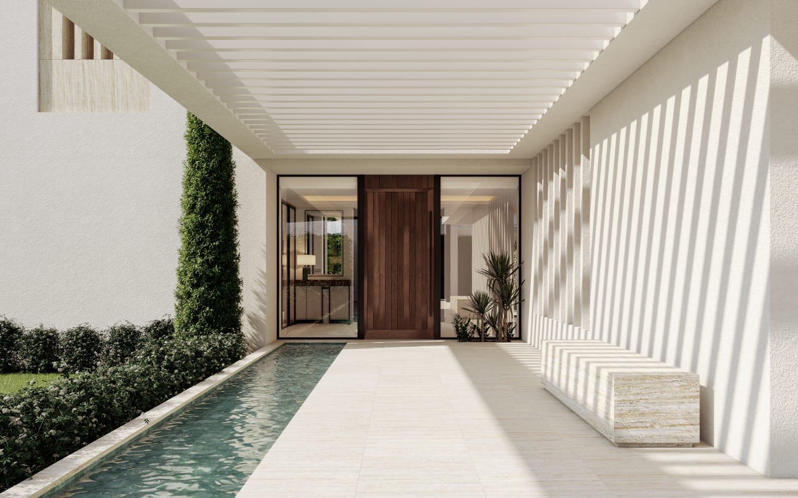Architectural front door entrance render